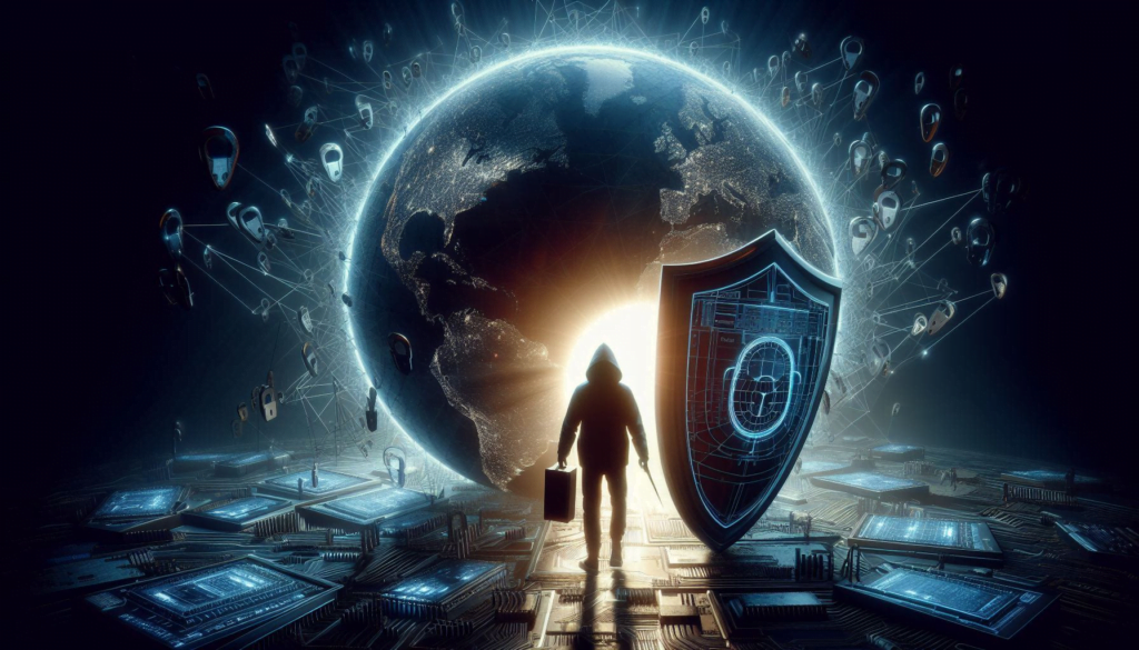 Digital Security Shield Icon protecting against cyber threats.