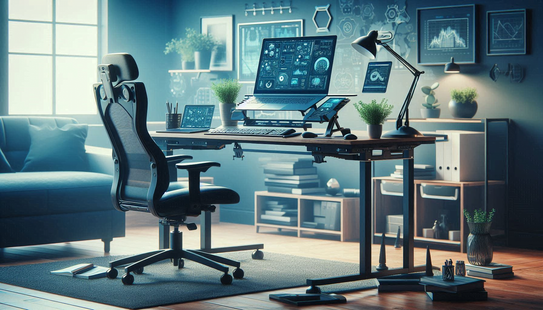 Adjustable laptop table with ergonomic design