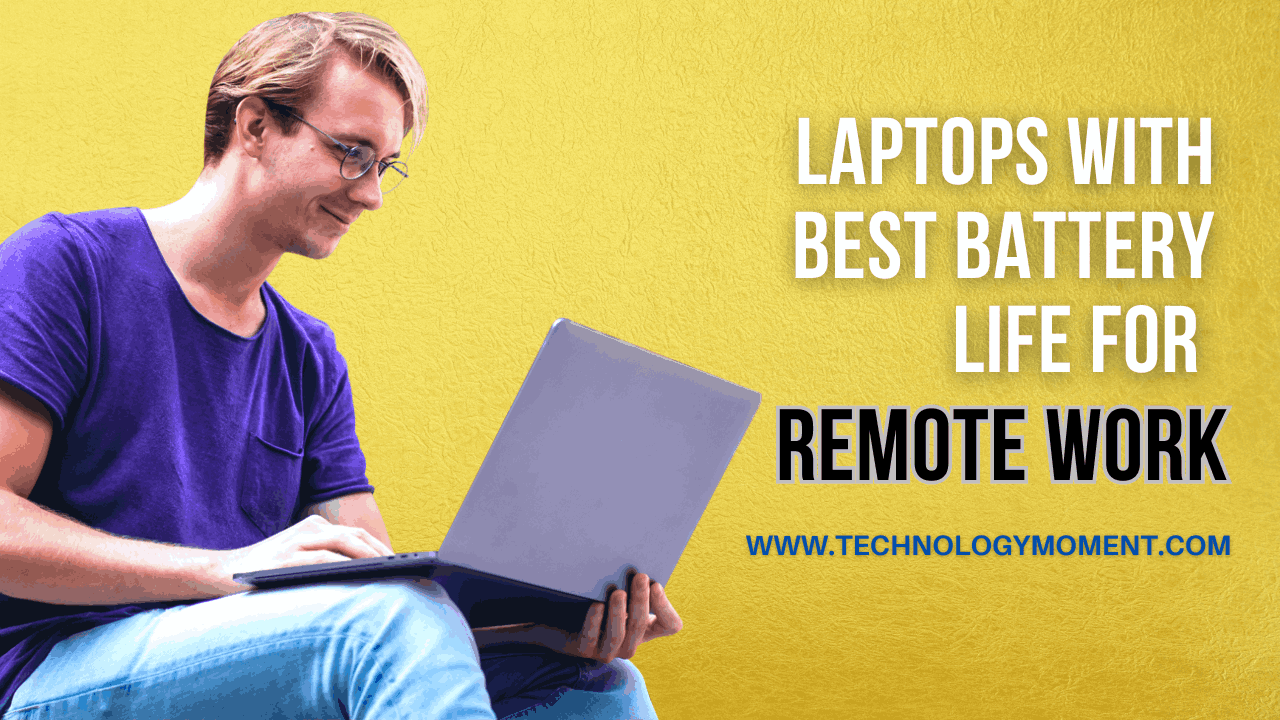 Laptops with Best Battery Life for Remote Work Modern lightweight laptop on a desk showing long battery life, perfect for remote work