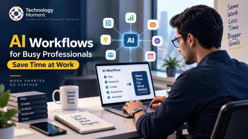 AI Workflows for Busy Professionals to save time, automate tasks, and improve workplace productivity.