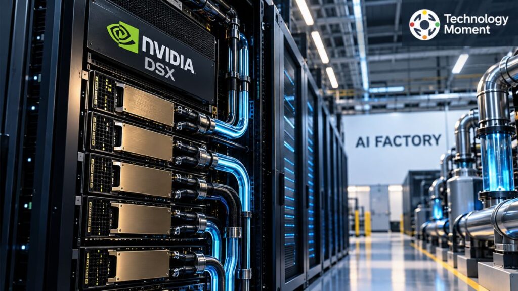 NVIDIA DSX Ready AI factory infrastructure showing high-performance computing systems with advanced power and cooling architecture.