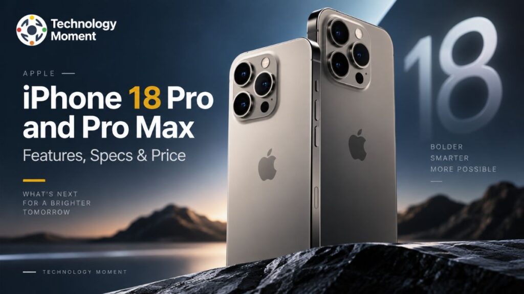 iPhone 18 Pro and Pro Max shown in a premium technology editorial setting, highlighting their design and camera systems.