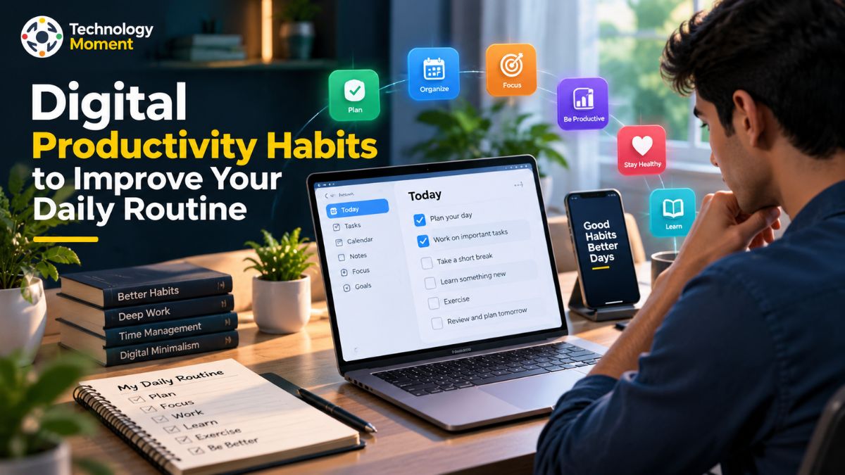 Digital Productivity Habits for improving daily routines with digital tools and time management.
