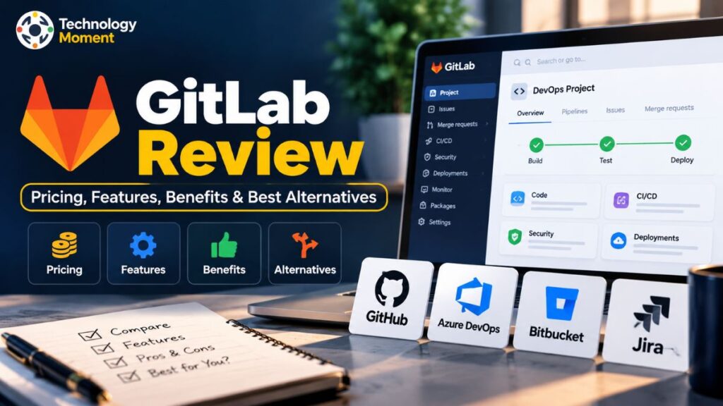 GitLab Review highlighting the platform’s DevOps features, code collaboration tools, and project management capabilities.