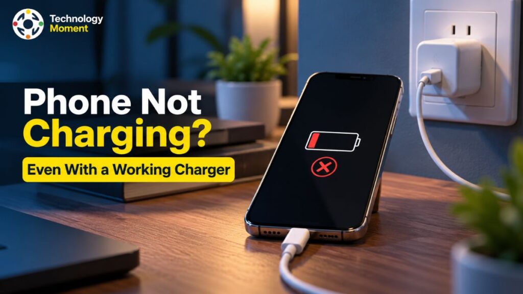 Phone Not Charging Despite Using a Working Charger, showing a smartphone charging issue.